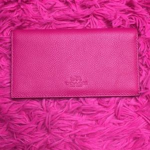 Pink Coach leather checkbook insert